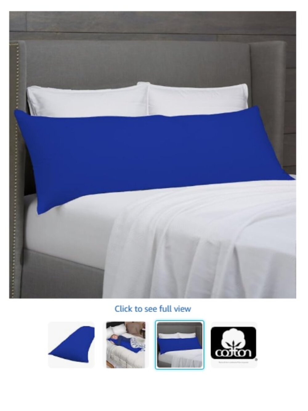 NEW Crescent Bedding Royal Blue Zip Up Body Pillow Cover/Case (200 Thread)
